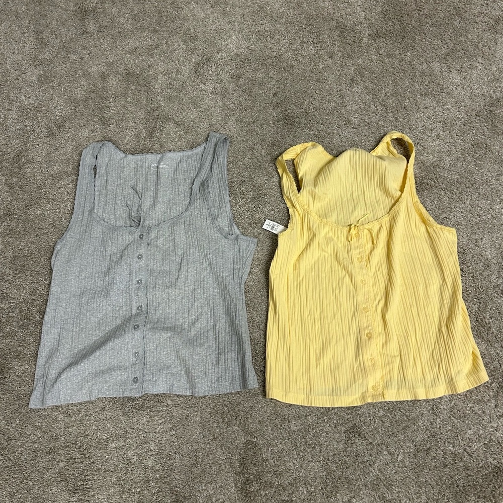 2 Aerie ribbed button front tank tops new with tags